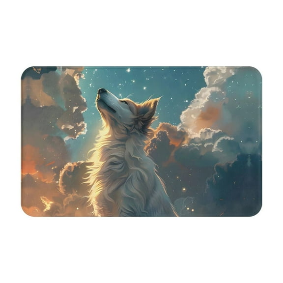 Bathroom Rugs Non Slip Washable - Starry Sky Cloud Wolf Kitchen Mats for Floor, Area Rugs for Entryway Rugs Indoor, Laundry Bathroom Room Door Rug with Rubber Backing 20x31.5in