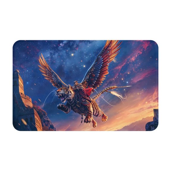 Bathroom Rugs Non Slip Washable - Starry Sky Flying Tiger Kitchen Mats for Floor, Area Rugs for Entryway Rugs Indoor, Laundry Bathroom Room Door Rug with Rubber Backing 20x31.5in
