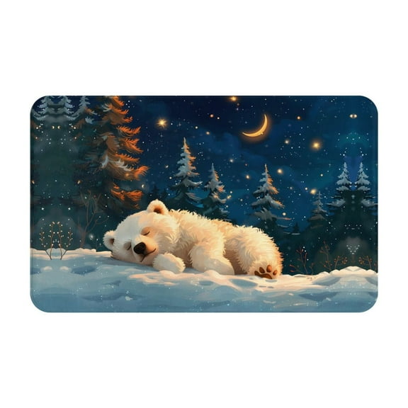 Bathroom Rugs Non Slip Washable - Starry Sky Sleep White Bear Kitchen Mats for Floor, Area Rugs for Entryway Rugs Indoor, Laundry Bathroom Room Door Rug with Rubber Backing 20x31.5in