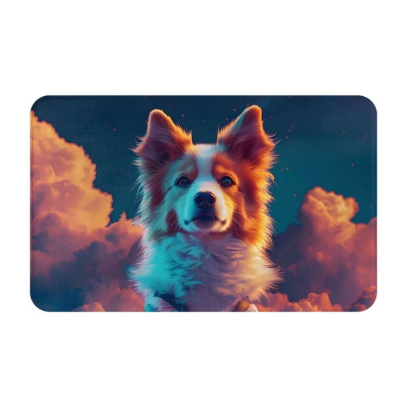 Bathroom Rugs Non Slip Washable - Starry Sky White Cloud Puppy Kitchen Mats for Floor, Area Rugs for Entryway Rugs Indoor, Laundry Bathroom Room Door Rug with Rubber Backing 20x31.5in