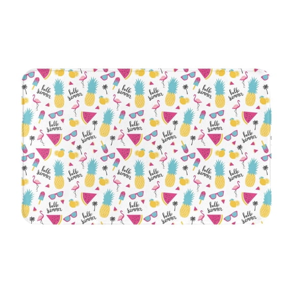 Bathroom Rugs Non Slip Washable - Summer Bird Pineapple Kitchen Mats for Floor, Area Rugs for Entryway Rugs Indoor, Laundry Bathroom Room Door Rug with Rubber Backing 20x31.5in