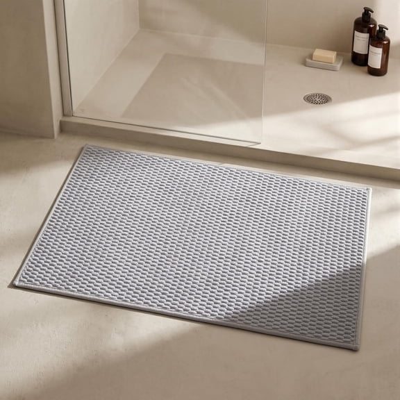 Bathroom Rugs Non Slip Washable, Super Absorbent Thin Bath Mat Small Quick Dry Low Pile Bathroom Rug, Dark Grey 16"x24"