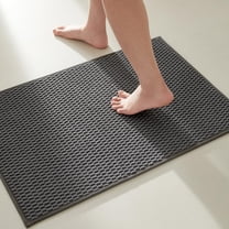 BULULOM Small Bathroom Rugs Non Slip Washable, Super Absorbent Thin Bath Mat Quick Dry Low Pile Bathroom Cerpet, Dark Grey 16"x24"