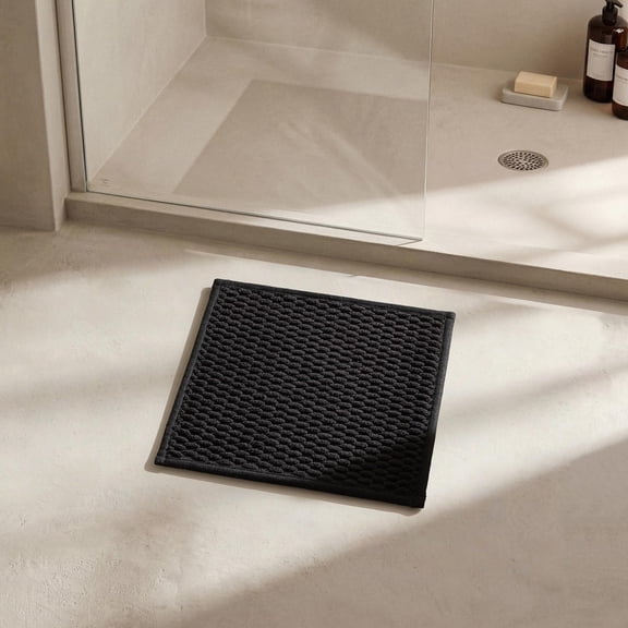 Bathroom Rugs Non Slip Washable, Super Absorbent Thin Bath Mat Small Quick Dry Low Pile Bathroom Rug, Dark Grey 16"x24"