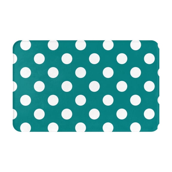 Bathroom Rugs Non Slip Washable - Teal And White Polka Dot Kitchen Mats for Floor, Area Rugs for Entryway Rugs Indoor, Laundry Bathroom Room Door Rug with Rubber Backing 20x31.5in