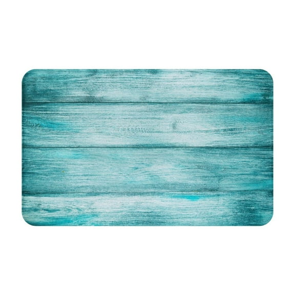 Bathroom Rugs Non Slip Washable - Teal Turquoise Wood Kitchen Mats for Floor, Area Rugs for Entryway Rugs Indoor, Laundry Bathroom Room Door Rug with Rubber Backing 20x31.5in