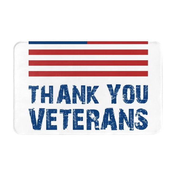 Bathroom Rugs Non Slip Washable - Thank You Veterans Kitchen Mats for Floor, Area Rugs for Entryway Rugs Indoor, Laundry Bathroom Room Door Rug with Rubber Backing 20x31.5in