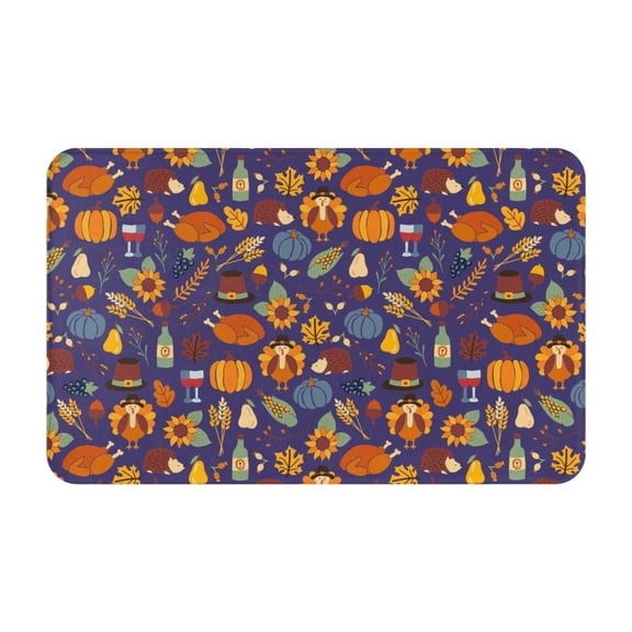 Bathroom Rugs Non Slip Washable - Thanksgiving Turkey 2 Kitchen Mats for Floor, Area Rugs for Entryway Rugs Indoor, Laundry Bathroom Room Door Rug with Rubber Backing 20x31.5in