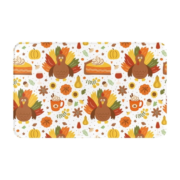 Bathroom Rugs Non Slip Washable - Thanksgiving With Turkey Kitchen Mats for Floor, Area Rugs for Entryway Rugs Indoor, Laundry Bathroom Room Door Rug with Rubber Backing 20x31.5in
