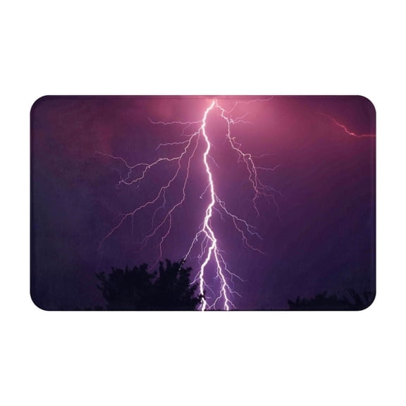 Bathroom Rugs Non Slip Washable - Thunderstorm Violet Purple Kitchen Mats for Floor, Area Rugs for Entryway Rugs Indoor, Laundry Bathroom Room Door Rug with Rubber Backing 20x31.5in