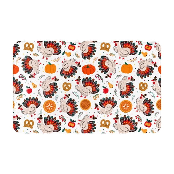 Bathroom Rugs Non Slip Washable - Turkey And Thanksgiving2 Kitchen Mats for Floor, Area Rugs for Entryway Rugs Indoor, Laundry Bathroom Room Door Rug with Rubber Backing 20x31.5in