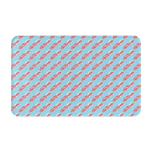 Bathroom Rugs Non Slip Washable - Twill Bacon Print Blue Kitchen Mats for Floor, Area Rugs for Entryway Rugs Indoor, Laundry Bathroom Room Door Rug with Rubber Backing 20x31.5in