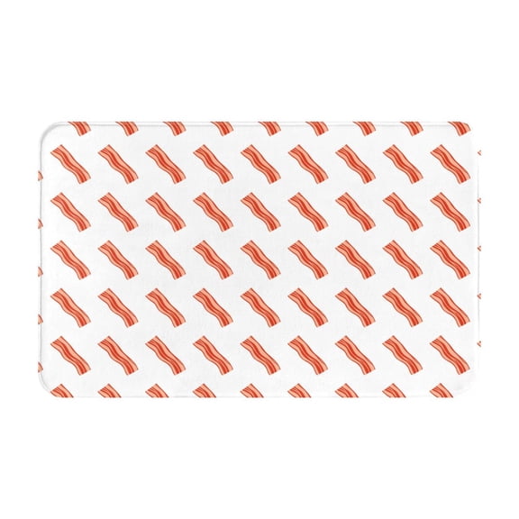 Bathroom Rugs Non Slip Washable - Twill Bacon Print White Kitchen Mats for Floor, Area Rugs for Entryway Rugs Indoor, Laundry Bathroom Room Door Rug with Rubber Backing 20x31.5in