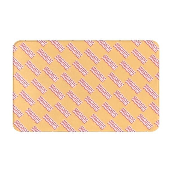 Bathroom Rugs Non Slip Washable - Twill Bacon Print Yellow Kitchen Mats for Floor, Area Rugs for Entryway Rugs Indoor, Laundry Bathroom Room Door Rug with Rubber Backing 20x31.5in