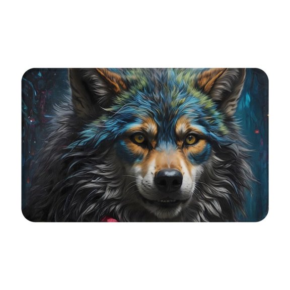 Bathroom Rugs Non Slip Washable - Vintage Wolf Warrior Kitchen Mats for Floor, Area Rugs for Entryway Rugs Indoor, Laundry Bathroom Room Door Rug with Rubber Backing 20x31.5in