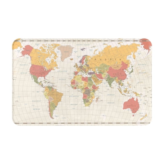 Bathroom Rugs Non Slip Washable - Vintage World Map1 Kitchen Mats for Floor, Area Rugs for Entryway Rugs Indoor, Laundry Bathroom Room Door Rug with Rubber Backing 20x31.5in