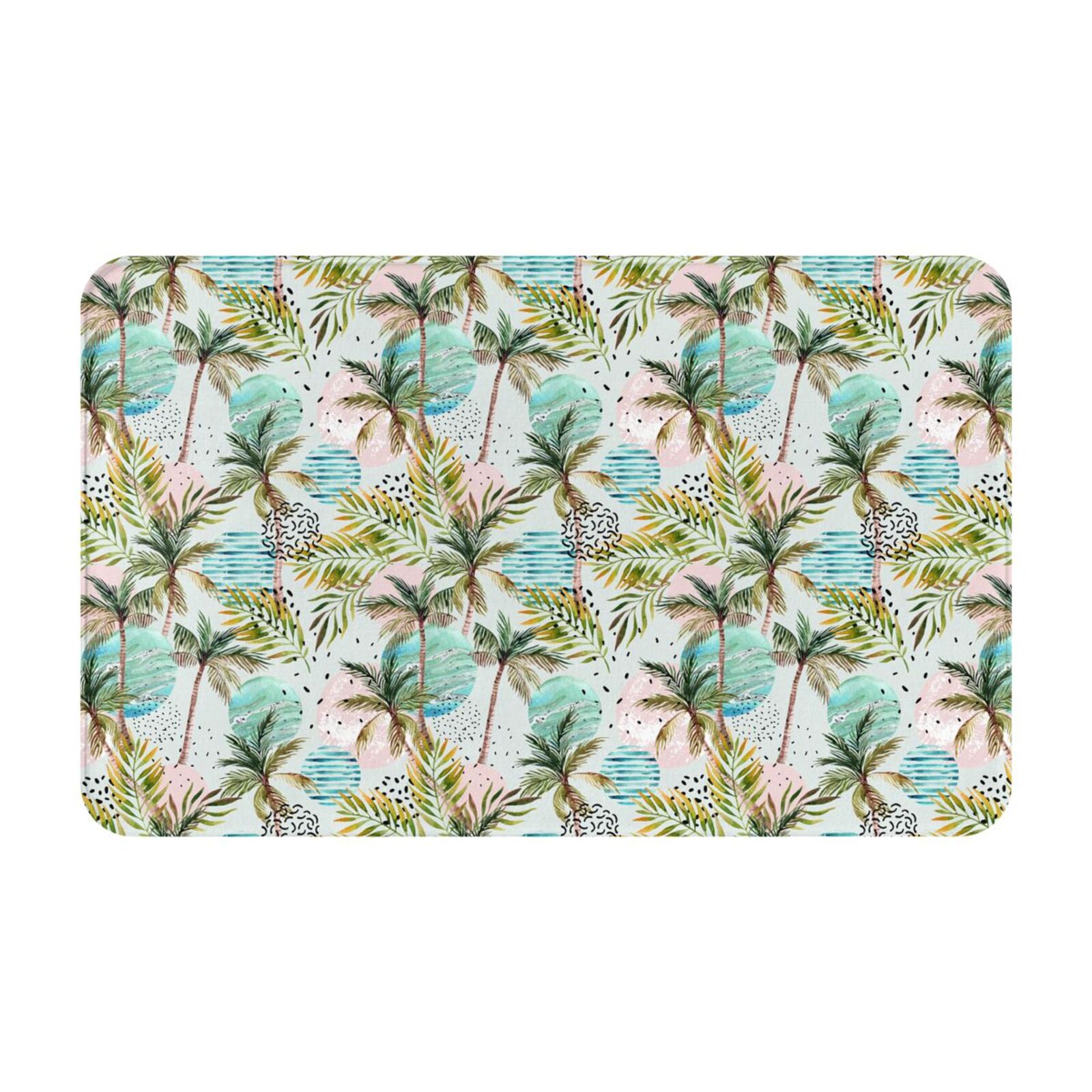Picture of Bathroom Rugs Non Slip Washable - Watercolor Palm Tree Kitchen Mats for ...