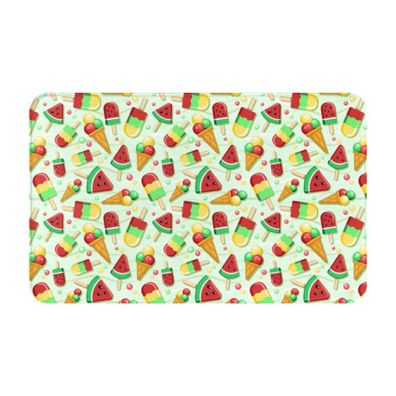 Bathroom Rugs Non Slip Washable - Watermelon Ice Cream Print Kitchen Mats for Floor, Area Rugs for Entryway Rugs Indoor, Laundry Bathroom Room Door Rug with Rubber Backing 20x31.5in
