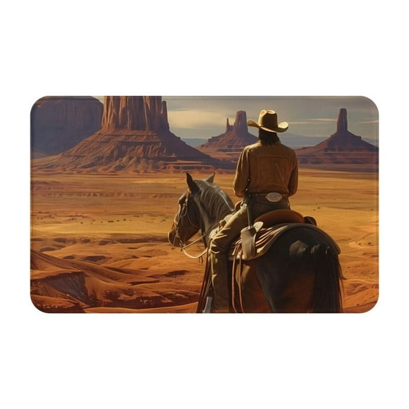 Bathroom Rugs Non Slip Washable - Western Desert Cowboy Cloud Kitchen Mats for Floor, Area Rugs for Entryway Rugs Indoor, Laundry Bathroom Room Door Rug with Rubber Backing 20x31.5in