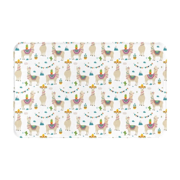 Bathroom Rugs Non Slip Washable - Western Style Cute Alpaca Cactus Kitchen Mats for Floor, Area Rugs for Entryway Rugs Indoor, Laundry Bathroom Room Door Rug with Rubber Backing 20x31.5in