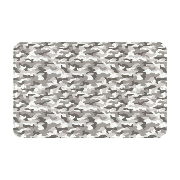 Bathroom Rugs Non Slip Washable - White Grey Camouflage Kitchen Mats for Floor, Area Rugs for Entryway Rugs Indoor, Laundry Bathroom Room Door Rug with Rubber Backing 20x31.5in