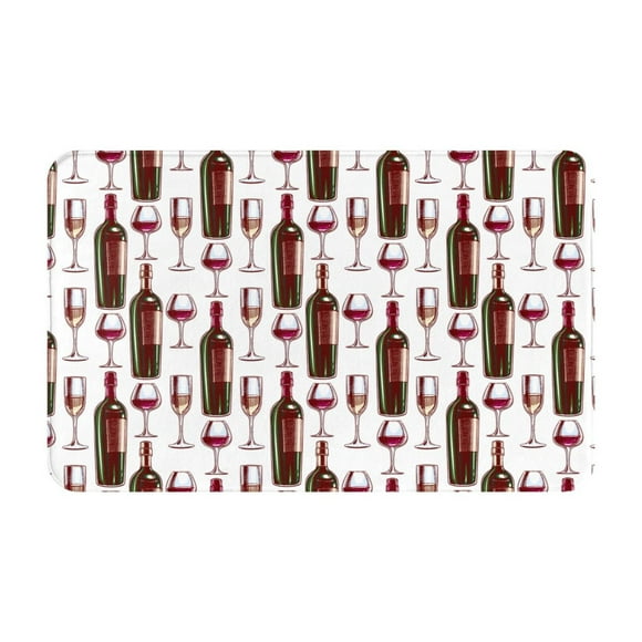 Bathroom Rugs Non Slip Washable - Wine Glasses and Bottles Prints Kitchen Mats for Floor, Area Rugs for Entryway Rugs Indoor, Laundry Bathroom Room Door Rug with Rubber Backing 20x31.5in