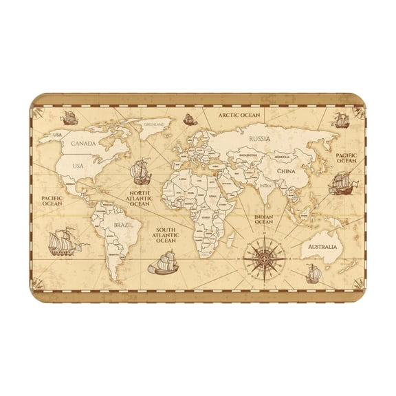 Bathroom Rugs Non Slip Washable - World Map Kitchen Mats for Floor, Area Rugs for Entryway Rugs Indoor, Laundry Bathroom Room Door Rug with Rubber Backing 20x31.5in