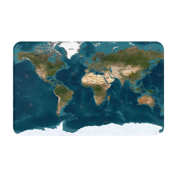 Bathroom Rugs Non Slip Washable - World Map Kitchen Mats for Floor, Area Rugs for Entryway Rugs Indoor, Laundry Bathroom Room Door Rug with Rubber Backing 20x31.5in