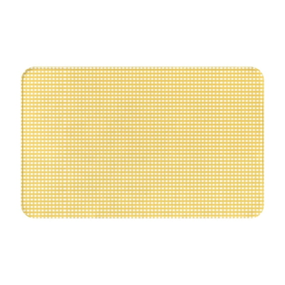 Bathroom Rugs Non Slip Washable - Yellow Gingham Kitchen Mats for Floor, Area Rugs for Entryway Rugs Indoor, Laundry Bathroom Room Door Rug with Rubber Backing 20x31.5in