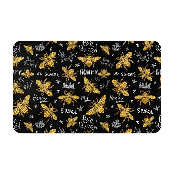 Bathroom Rugs Non Slip Washable - bee golden sweet cool black Kitchen Mats for Floor, Area Rugs for Entryway Rugs Indoor, Laundry Bathroom Room Door Rug with Rubber Backing 20x31.5in