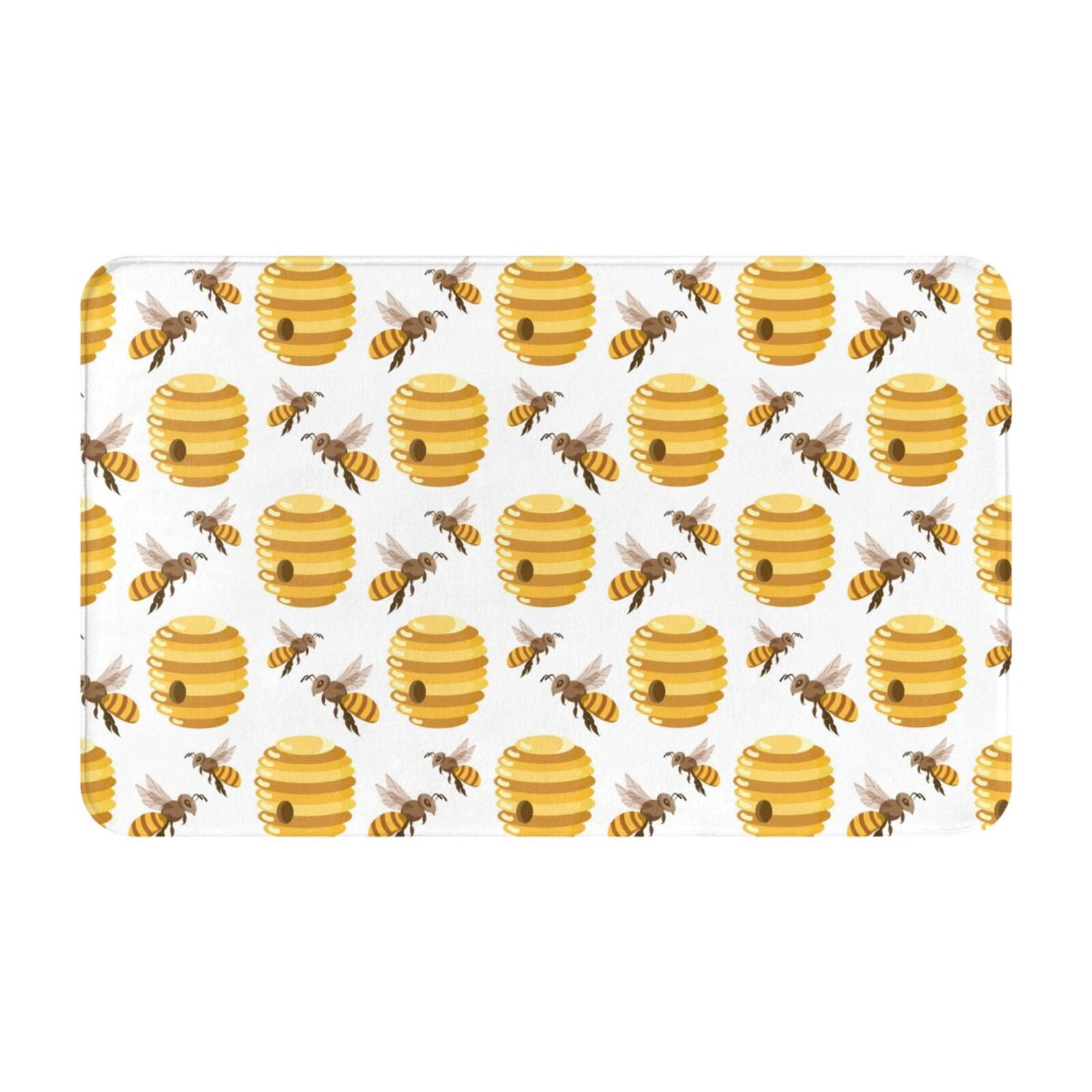 Bee Kitchen Rug Bathroom Rugs Non Slip Washable - beehives honey bees cute Kitchen Mats ...