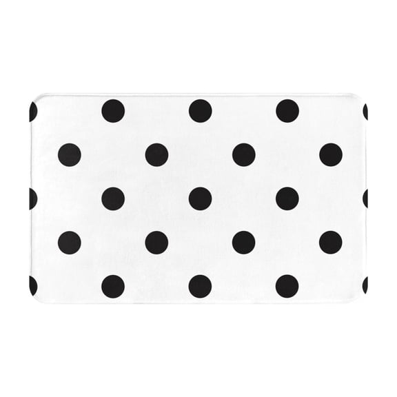 Bathroom Rugs Non Slip Washable - black polka dots white Kitchen Mats for Floor, Area Rugs for Entryway Rugs Indoor, Laundry Bathroom Room Door Rug with Rubber Backing 20x31.5in