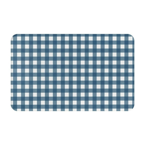 Bathroom Rugs Non Slip Washable - blue gingham check plaid Kitchen Mats for Floor, Area Rugs for Entryway Rugs Indoor, Laundry Bathroom Room Door Rug with Rubber Backing 20x31.5in