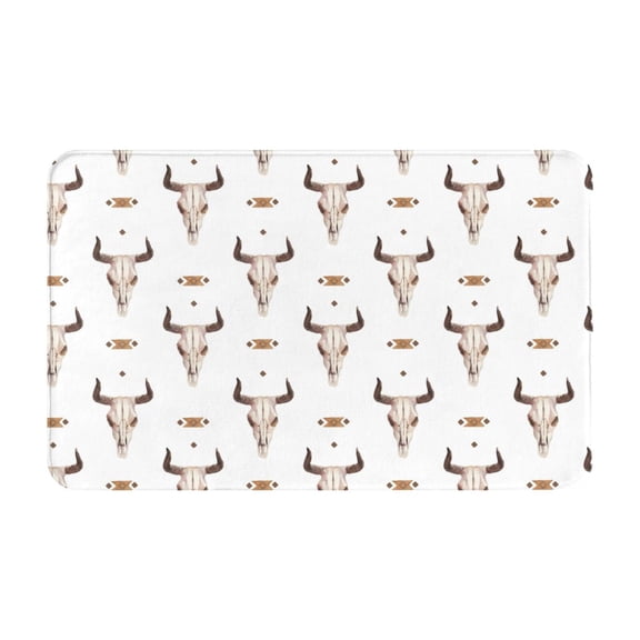 Bathroom Rugs Non Slip Washable - boho cow skull Indian style Kitchen Mats for Floor, Area Rugs for Entryway Rugs Indoor, Laundry Bathroom Room Door Rug with Rubber Backing 20x31.5in