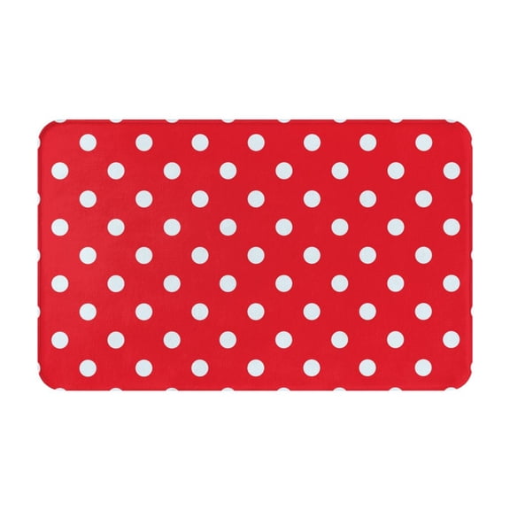Bathroom Rugs Non Slip Washable - bright red white polka dots Kitchen Mats for Floor, Area Rugs for Entryway Rugs Indoor, Laundry Bathroom Room Door Rug with Rubber Backing 20x31.5in
