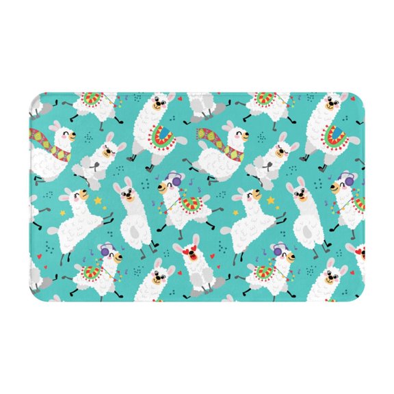 Bathroom Rugs Non Slip Washable - cartoon llamas funny Alpaca cute Kitchen Mats for Floor, Area Rugs for Entryway Rugs Indoor, Laundry Bathroom Room Door Rug with Rubber Backing 20x31.5in