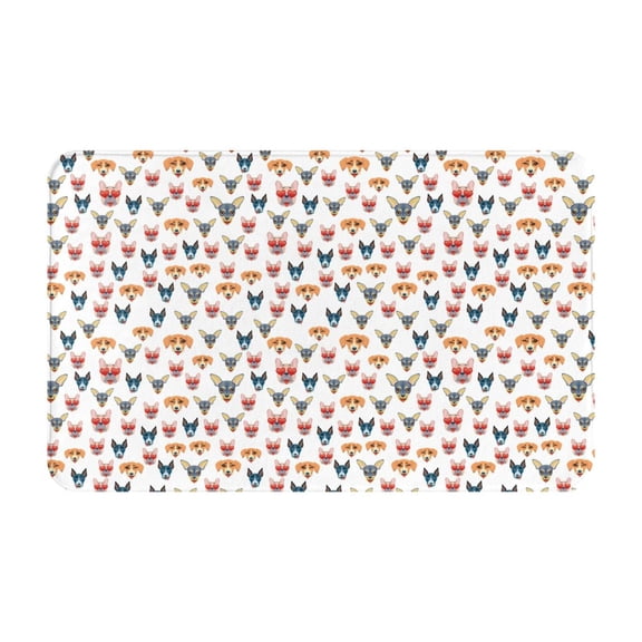 Bathroom Rugs Non Slip Washable - cat dog head Kitchen Mats for Floor, Area Rugs for Entryway Rugs Indoor, Laundry Bathroom Room Door Rug with Rubber Backing 20x31.5in