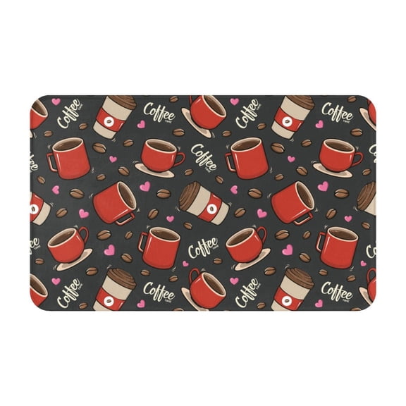 Bathroom Rugs Non Slip Washable - coffee mug cup Kitchen Mats for Floor, Area Rugs for Entryway Rugs Indoor, Laundry Bathroom Room Door Rug with Rubber Backing 20x31.5in