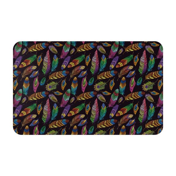 Bathroom Rugs Non Slip Washable - colorful feathers_A Kitchen Mats for Floor, Area Rugs for Entryway Rugs Indoor, Laundry Bathroom Room Door Rug with Rubber Backing 20x31.5in