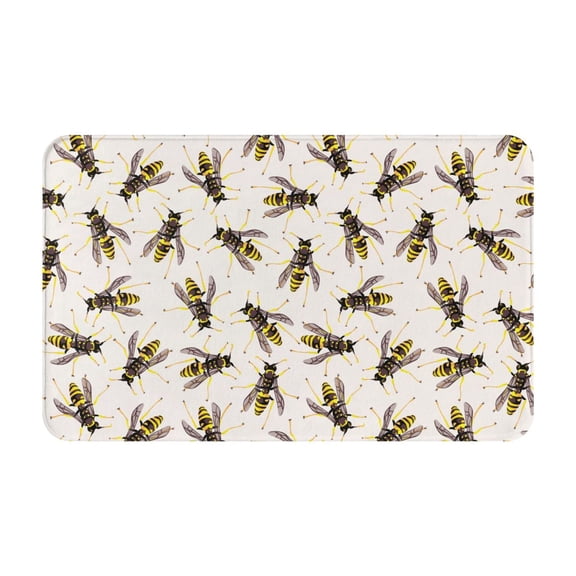 Bathroom Rugs Non Slip Washable - cool bees print Kitchen Mats for Floor, Area Rugs for Entryway Rugs Indoor, Laundry Bathroom Room Door Rug with Rubber Backing 20x31.5in