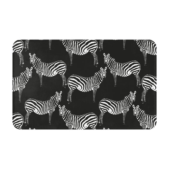 Bathroom Rugs Non Slip Washable - cool black zebra Kitchen Mats for Floor, Area Rugs for Entryway Rugs Indoor, Laundry Bathroom Room Door Rug with Rubber Backing 20x31.5in