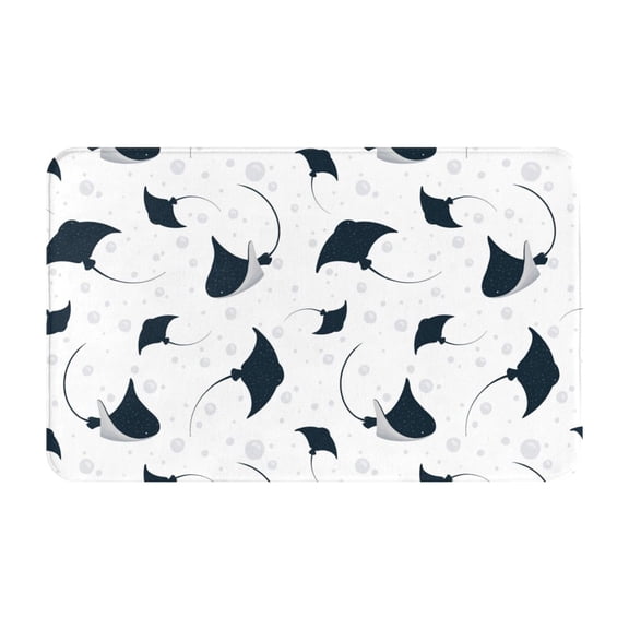 Bathroom Rugs Non Slip Washable - cool stingrays bubbles white Kitchen Mats for Floor, Area Rugs for Entryway Rugs Indoor, Laundry Bathroom Room Door Rug with Rubber Backing 20x31.5in