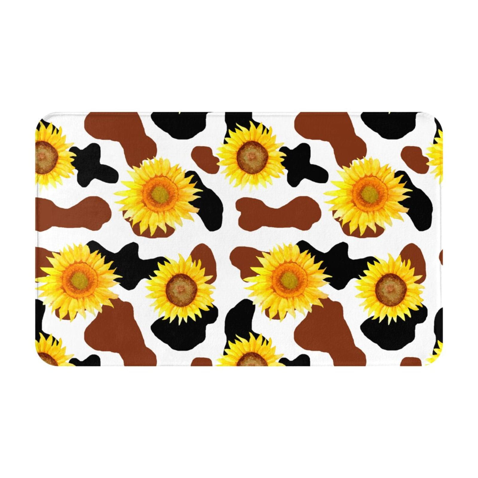 Bathroom Rugs Non Slip Washable cow print sunflower western Kitchen