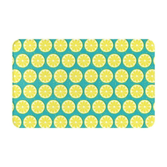Bathroom Rugs Non Slip Washable - cute blue Lemon Kitchen Mats for Floor, Area Rugs for Entryway Rugs Indoor, Laundry Bathroom Room Door Rug with Rubber Backing 20x31.5in