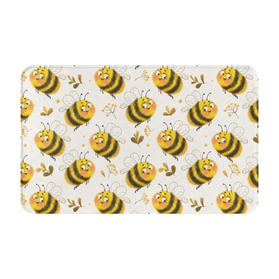 Bathroom Rugs Non Slip Washable - cute cartoon bees funny Kitchen Mats for Floor, Area Rugs for Entryway Rugs Indoor, Laundry Bathroom Room Door Rug with Rubber Backing 20x31.5in