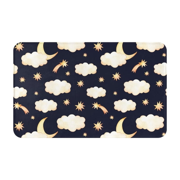 Bathroom Rugs Non Slip Washable - cute clouds moon stars Starry sky Kitchen Mats for Floor, Area Rugs for Entryway Rugs Indoor, Laundry Bathroom Room Door Rug with Rubber Backing 20x31.5in