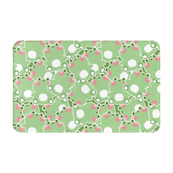 Bathroom Rugs Non Slip Washable - cute frog green funny Kitchen Mats for Floor, Area Rugs for Entryway Rugs Indoor, Laundry Bathroom Room Door Rug with Rubber Backing 20x31.5in
