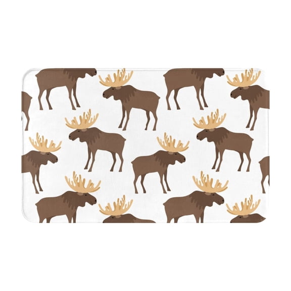 Bathroom Rugs Non Slip Washable - cute moose horns elk cartoon Kitchen Mats for Floor, Area Rugs for Entryway Rugs Indoor, Laundry Bathroom Room Door Rug with Rubber Backing 20x31.5in