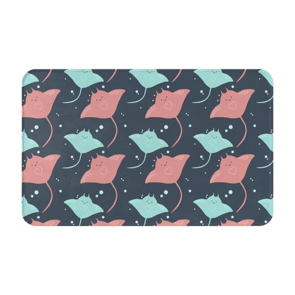 Bathroom Rugs Non Slip Washable - cute stingrays polka dots Kitchen Mats for Floor, Area Rugs for Entryway Rugs Indoor, Laundry Bathroom Room Door Rug with Rubber Backing 20x31.5in