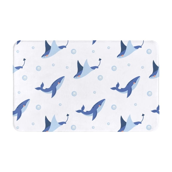 Bathroom Rugs Non Slip Washable - cute whales stingrays bubbles Kitchen Mats for Floor, Area Rugs for Entryway Rugs Indoor, Laundry Bathroom Room Door Rug with Rubber Backing 20x31.5in